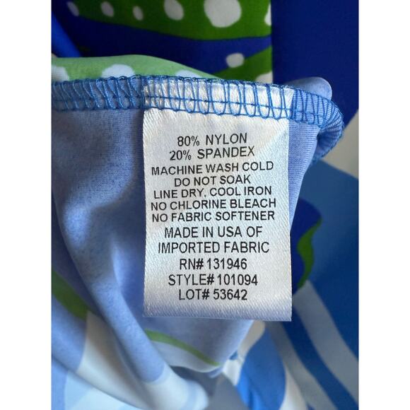 Jude Connally Blue Sleeveless Tropical Floral Print Dress Made in US Size XL - Picture 6 of 6